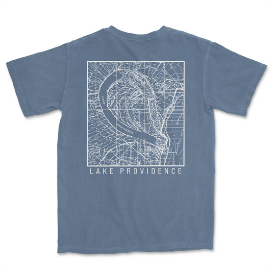 Lake Providence Map Shirt - Blue Jean